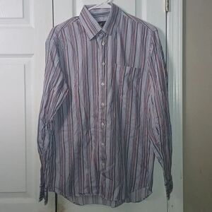 Toscano multicolor striped long sleeve button down dress shirt  Sz M NWOT